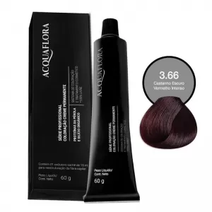Acquaflora Coloração Creme 60g 3.66 Castanho Escuro Vermelho Intenso cobertura uniforme brilho intenso