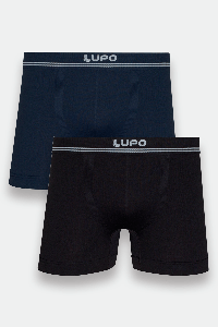 Lupo Kit 2 Cuecas Boxer Microfibra Preto e Azul 0927 Tamanho P Conforto Ajuste