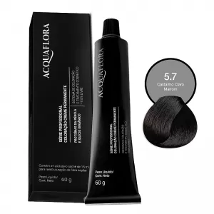 Acquaflora Coloração Creme 60g 5.7 Castanho Claro Marrom cobertura uniforme brilho intenso