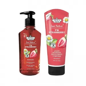 Flores & Vegetais Kit Sabonete Líquido 310ml Hidratante Morango 200g hidratante perfumado