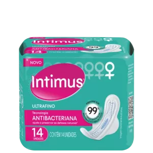 Intimus Absorvente Antibacteriano 14 unidades ultrafino com abas proteção antibacteriana