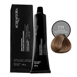 Coloração Acquaflora 7.71 Louro Natural Marrom Acinzentado 60g hidratante antioxidante