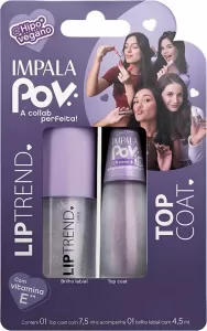 Kit Impala POV Top Coat 7ml + Gloss Labial Luara 7ml brilho hidratante vegano hipoalergênico