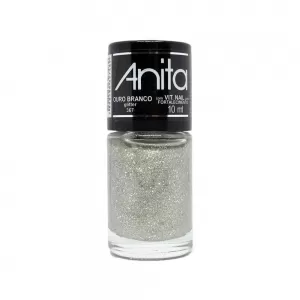 Esmalte Anita Glitter Ouro Branco 10 ml brilho intenso vegano fortalecedor