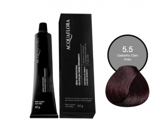 Acquaflora Coloração Creme 60g 5.5 Castanho Claro Acaju cobertura uniforme brilho intenso