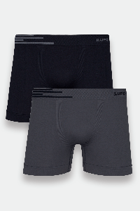 Lupo Kit 2 Cuecas Boxer Microfibra Preto e Cinza 0912 Tamanho G Conforto Ajuste