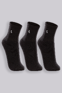 Kit com 3 meias Lupo cano médio preto tamanho M conforto e ajuste