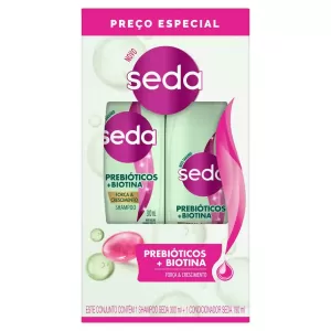 Kit Seda Shampoo 300ml Condicionador 190ml Prebióticos Biotina fortalecedor estimulante