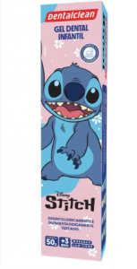 Dentalclean Gel Dental Infantil Stitch com Flúor Frutas 50g protetor anticaries