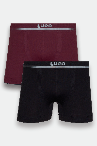 Lupo Kit 2 Cuecas Boxer Microfibra Preto e Vinho 0928 Tamanho G Conforto Ajuste