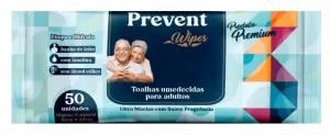 Prevent Lenço Umedecido Adulto 50 unidades hidratante suave