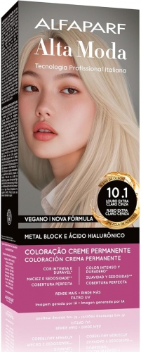 Tintura Alta Moda 10.1 Louro Extra Claro Cinza 150g cobertura brilho