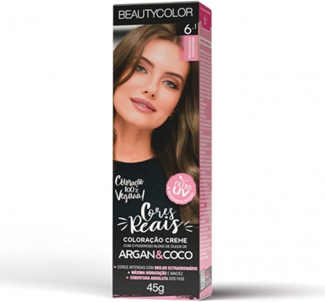 Tintura Beauty Color 6.1 Louro Escuro Acinzentado 45g hidratação brilho