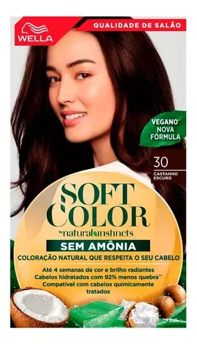 Tintura Wella Soft Color 30 Castanho Escuro 35g hidratação brilho