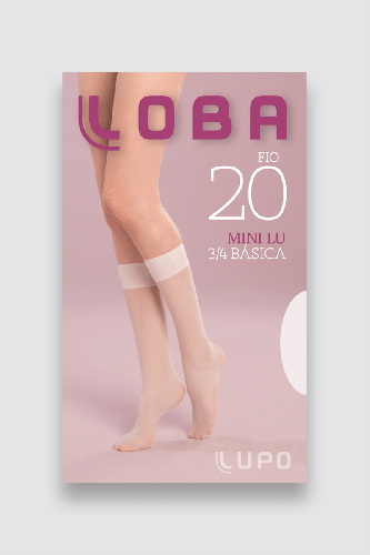 Meia Lupo Mini Lu 3/4 tamanho único conforto suavidade cor pó de arroz