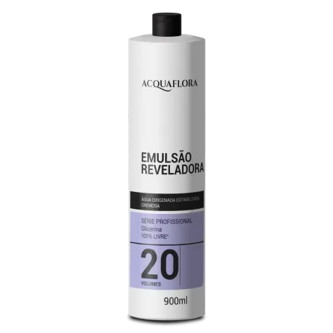 Acquaflora Emulsão Reveladora 20 Volumes 900ml textura cremosa condicionamento capilar