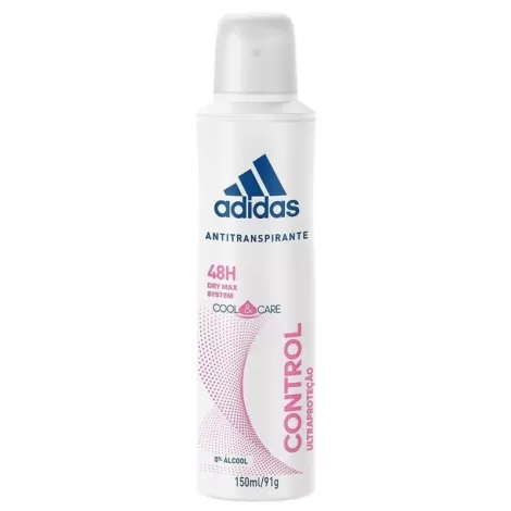 Desodorante Antitranspirante Adidas Control Feminino 150ml Proteção 48h Fórmula Sem álcool