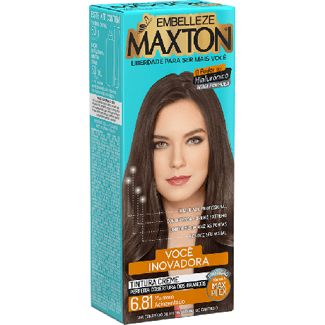 Maxton Coloração Permanente 6.81 Marrom Acinzentado 125g cobertura total brilho sofisticado