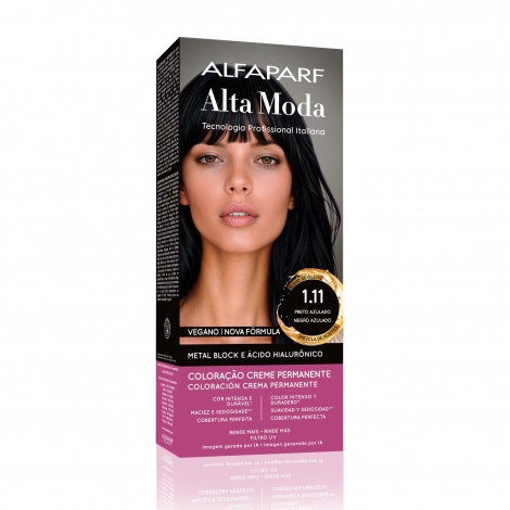 Tintura Alta Moda 1.11 Preto Azulado 150g cobertura brilho