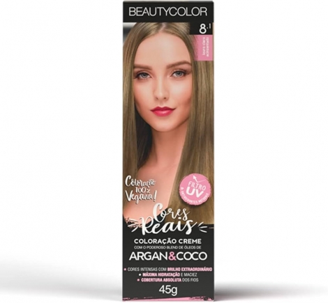 Tintura Permanente Beauty Color 8.1 Louro Claro Acinzentado 50g Hidratação Brilho