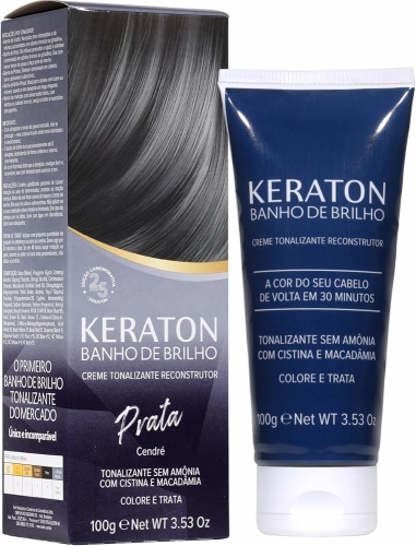 Tonalizante Keraton Banho de Brilho Prata Cendré 100g brilho hidratação