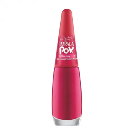 Esmalte Impala POV Antonela Braga Meu Dump – Vermelho Rosado Cremoso, Vegano, Hipoalergênico, Alta Cobertura