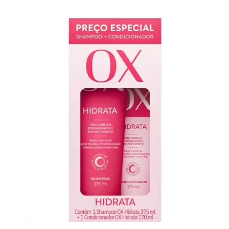 Kit Ox Hidrata Shampoo 375ml Condicionador 170ml Hidratação Frizz