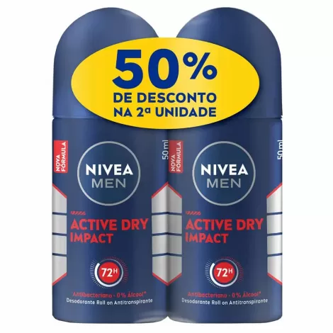 Kit 2 Desodorante Nivea Men Dry Impact Plus 50ml proteção frescor