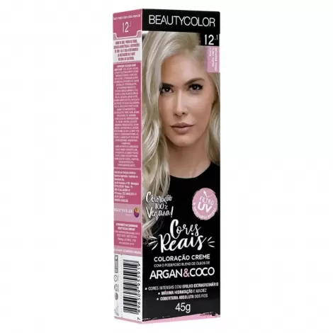 Tintura Permanente Beauty Color 12.1 Louro Muito Claro Cinza Especial 45g Hidratação Brilho