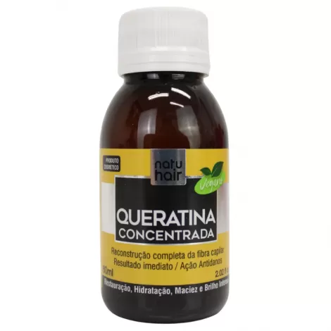 Óleo Capilar Natu Hair Queratina Concentrada 60ml reconstrução fortalecimento