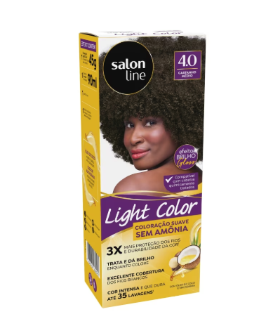 Salon Line Light Color 4.0 Castanho Médio 50g sem amônia hidratante nutritivo