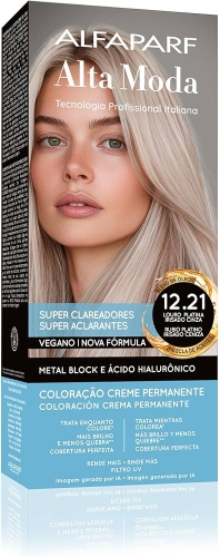 Tintura Alta Moda 12.21 Louro Platina Irisado Cinza 150g brilho cobertura