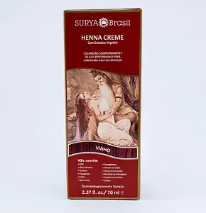 Tinta de Cabelo Semipermanente Henna Creme Surya Brasil Vinho 70ml hidratação brilho