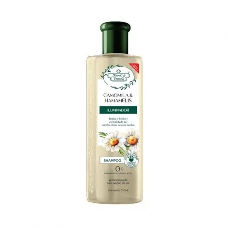 Flores & Vegetais Shampoo Camomila Hamamélis 300mL iluminador suavizante