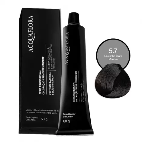 Acquaflora Coloração Creme 60g 5.7 Castanho Claro Marrom cobertura uniforme brilho intenso
