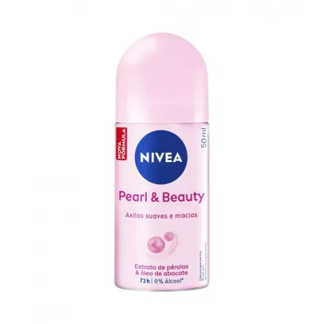 Desodorante Nivea Pearl Beauty Roll On Antitranspirante Sem Álcool 50ml Axilas Suaves
