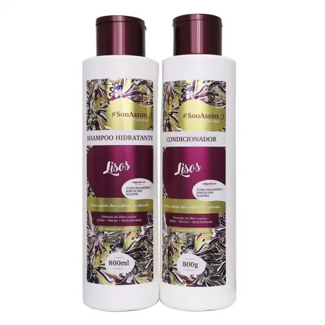 Kit Shampoo e Condicionador Alpha Line Sou Assim Lisos 800ml hidratante disciplinador