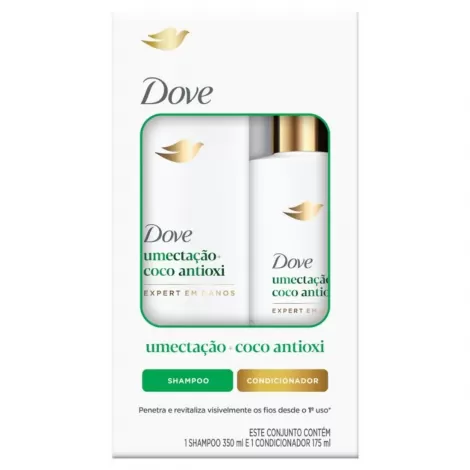 Dove Kit Shampoo 350ml Condicionador 175ml umectação coco hidratante antioxidante