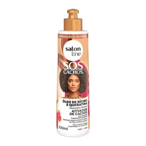 Salon Line Ativador de Cachos SOS Cachos Vegano 300ml reparação definição