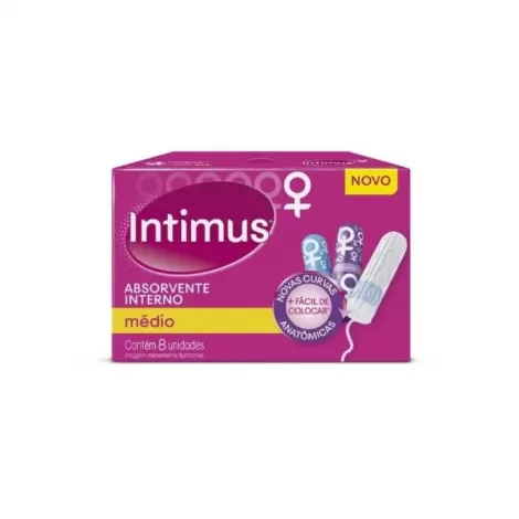 Intimus Absorvente Interno Médio 8 unidades cobertura dermoseda fluxo moderado