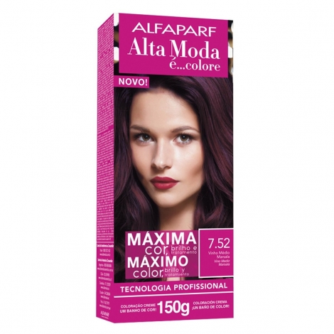 Tintura Alta Moda 7.52 Vinho Médio Marsala 150g brilho intenso reflexos sofisticados