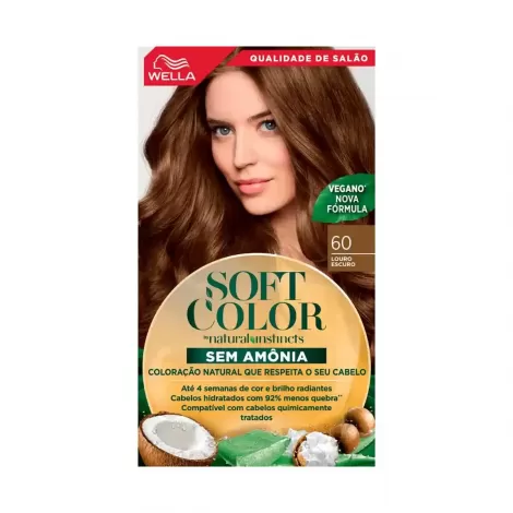 Tintura Wella Soft Color 60 Louro Escuro 35g hidratação brilho