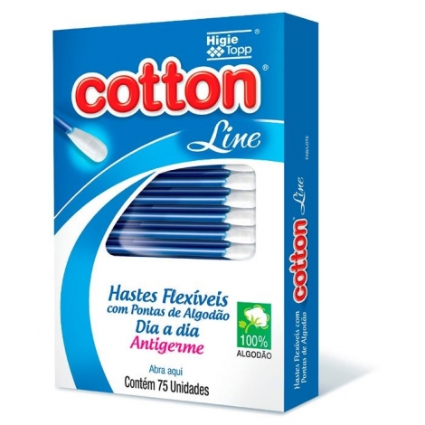 Hastes Flexíveis Cotton Line 75 unidades hipoalergênico seguro