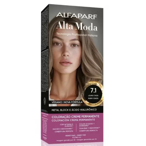 Tintura Alta Moda 7.1 Louro Cinza 150g cobertura brilho
