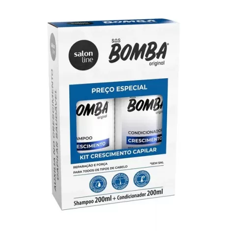 Kit Salon Line S.O.S Bomba Shampoo Condicionador 200ml crescimento hidratação