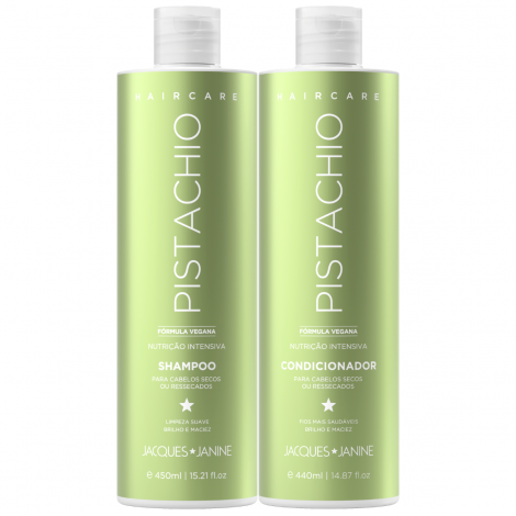 Kit Jacques Janine Haircare Pistachio Shampoo 450ml Condicionador 440ml hidratação intensa nutrição profunda