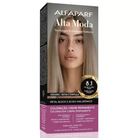 Tintura Alta Moda 8.1 Louro Claro Cinza 150g cobertura brilho