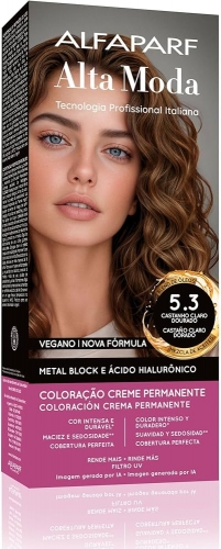 Tintura Alta Moda 5.3 Castanho Claro Dourado 150g cobertura brilho