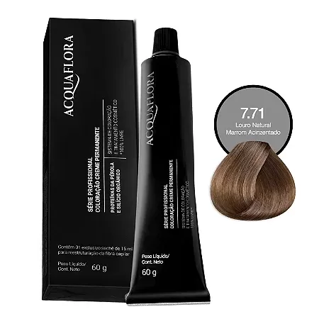 Coloração Acquaflora 7.71 Louro Natural Marrom Acinzentado 60g hidratante antioxidante