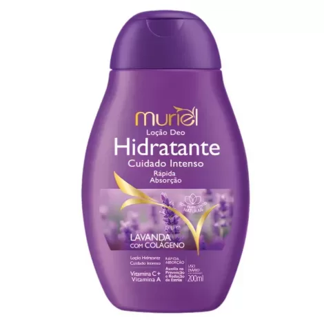 Muriel Loção Hidratante Corporal Lavanda Colágeno 200ml hidratação suavidade